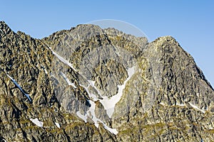 Summit pyramid of the mountain peak in the Tatras - Swinica Svinica.