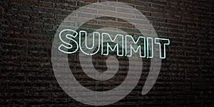 SUMMIT -Realistic Neon Sign on Brick Wall background - 3D rendered royalty free stock image