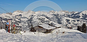 Summit restaurant on top of mount Hohe Wispile, Gstaad. Ski slop