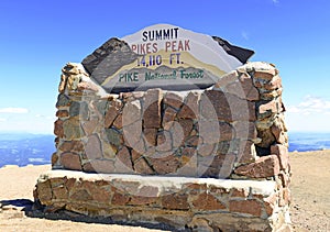 Summit sign of Pikes Peak, Colorado