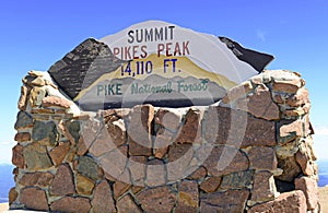 Summit sign of Pikes Peak, Colorado