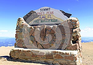 Summit sign of Pikes Peak, Colorado photo