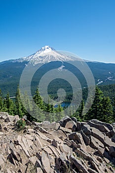 Summit of Tom and Harry Mountain with a clear view of Mt. Hood Oregon