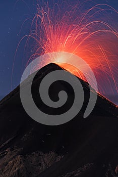 Summit of the volcano Fuego at twilight photo