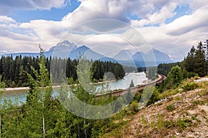 The summits and ridges of the Canadian Rockies.