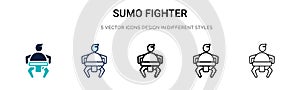 Sumo fighter icon in filled, thin line, outline and stroke style. Vector illustration of two colored and black sumo fighter vector