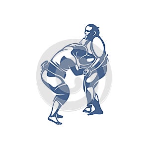Sumo fighter logo design template, vector graphics to design