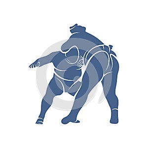 Sumo fighter logo design template, vector graphics to design