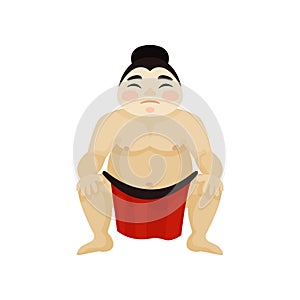 Sumo fighter. In traditional costume. Vector illustration.