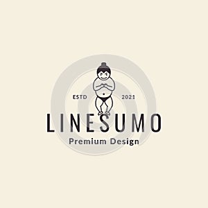 Sumo kid line logo symbol icon vector graphic design illustration idea creative