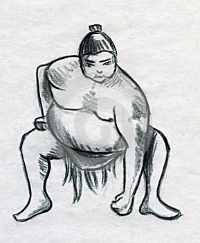 Sumo pencil sketch photo