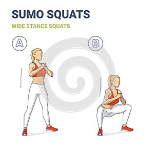 Sumo Squats Exercise Female Guidance