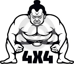 Sumo wrestler, 4x4, offroad - Sticker for car isolated on white