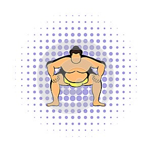 Sumo wrestler icon, comics style