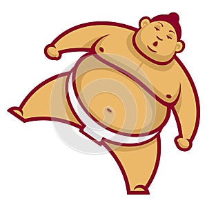 Sumo wrestler with raised leg