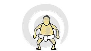 Sumo Wrestler Squatting Drawing 2D Animation