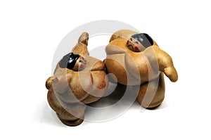 Sumo wrestlers in combat