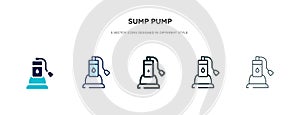 Sump pump icon in different style vector illustration. two colored and black sump pump vector icons designed in filled, outline,