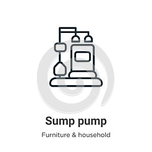 Sump pump outline vector icon. Thin line black sump pump icon, flat vector simple element illustration from editable furniture and