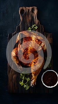 Sumptuous chicken BBQ, grilled to perfection with smoky flavor