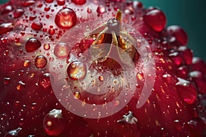 A sumptuous close-up of a cranberry glistens with water droplets