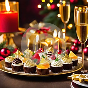 Sumptuous decadent christmas party canapes desserts and landscape format DPS photo