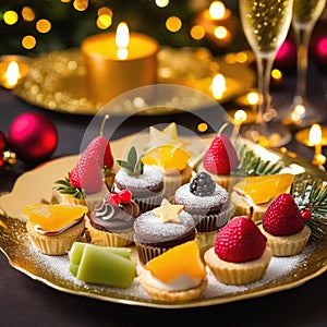 Sumptuous decadent christmas party canapes desserts and landscape format DPS photo