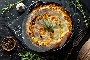 A sumptuous shepherds pie in a skillet