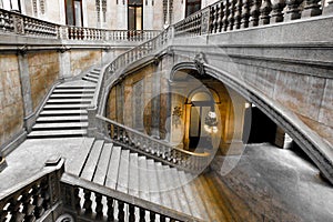Sumptuous stairway of the Stock Exchange Palace in Porto