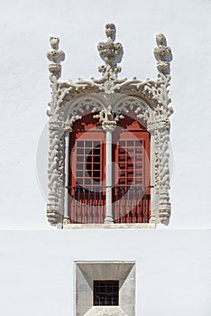 Sumptuous window of Sintra Palace in Portugal