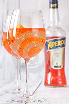 Glass of Aperol Spritz cocktail