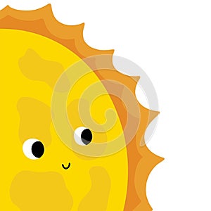 Cute smiling sun character isolated on white background. Happy space character