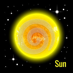 The Sun 3d vector illustration. High quality isometric solar system planets.