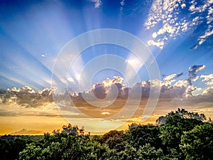 The sun above the horizon early morning