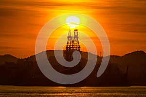 Sun Above Oil Drilling Rig