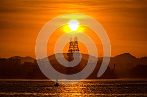 Sun Above Oil Drilling Rig