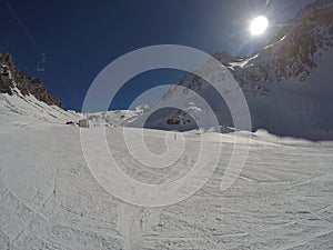 Sun above Skislope in Las LeÃ±as