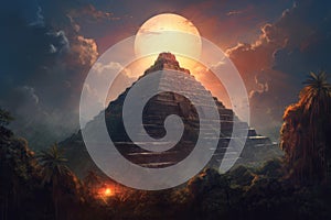 Sun ancient pyramid. Generate Ai