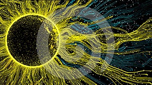 The Sun as a Computer Circuit Futuristic Tech Concept