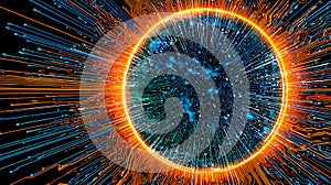 The Sun as a Computer Circuit Futuristic Tech Concept