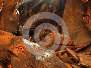 Sun beam in cave