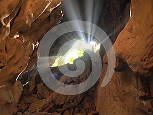 Sun beam in cave