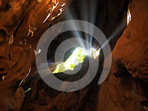 Sun beam in cave