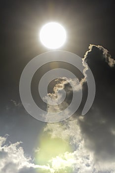 Sun Beam in Dark Clouds and Sky