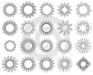 Sun beams or sunbeams in circle or round shape