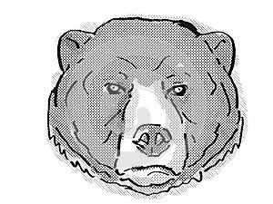 Sun Bear or Helarctos malayanus Endangered Wildlife Cartoon Retro Drawing