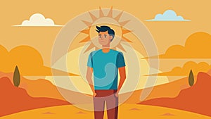 The sun beats down upon him but his stoic resolve does not falter.. Vector illustration. photo