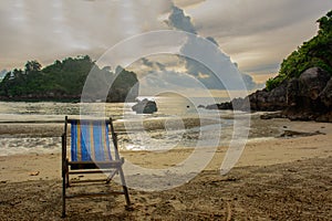 Sun bed on the beach in Bang Saphan,Thailand