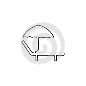 sun bed, lounge one line icon on white background