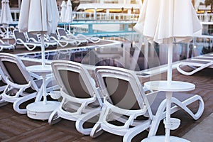 Sun beds near the pool